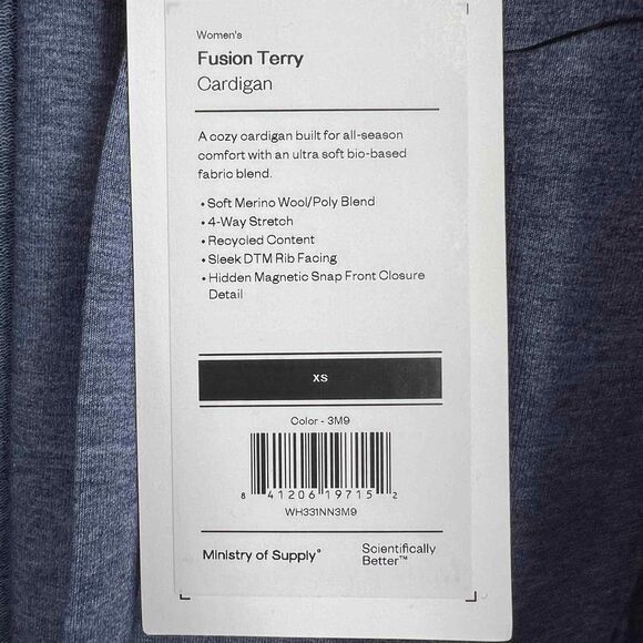 Ministry of Supply Womens Merino Poly Fusion Terry Cardigan All Season XS New - Picture 5 of 5